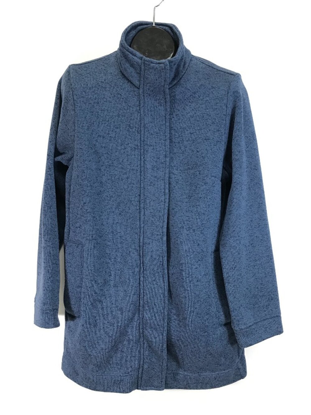 Lands' End Full Zip Fleece Tunic Jacket Women's Large / 14-16 Blue Winter Travel